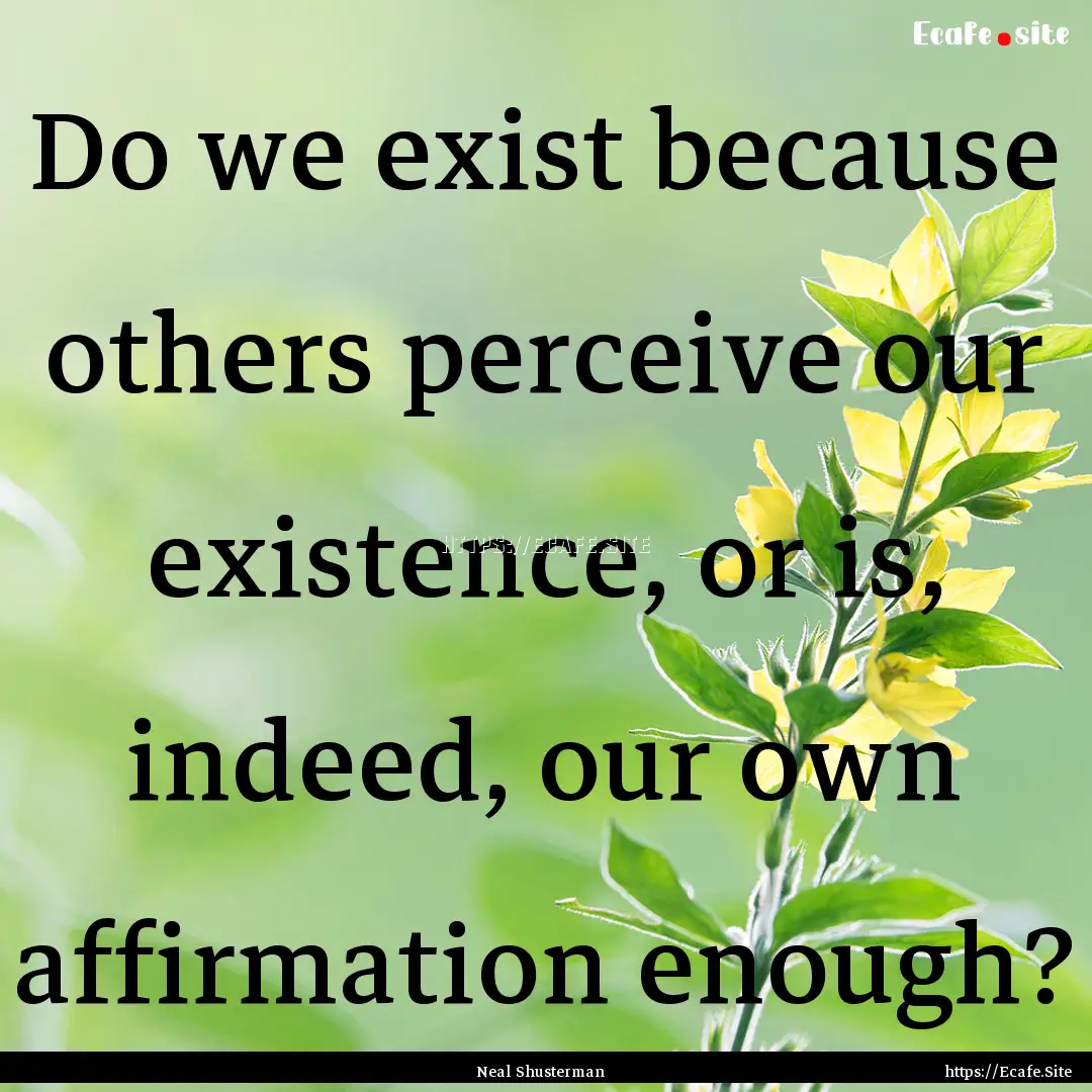 Do we exist because others perceive our existence,.... : Quote by Neal Shusterman