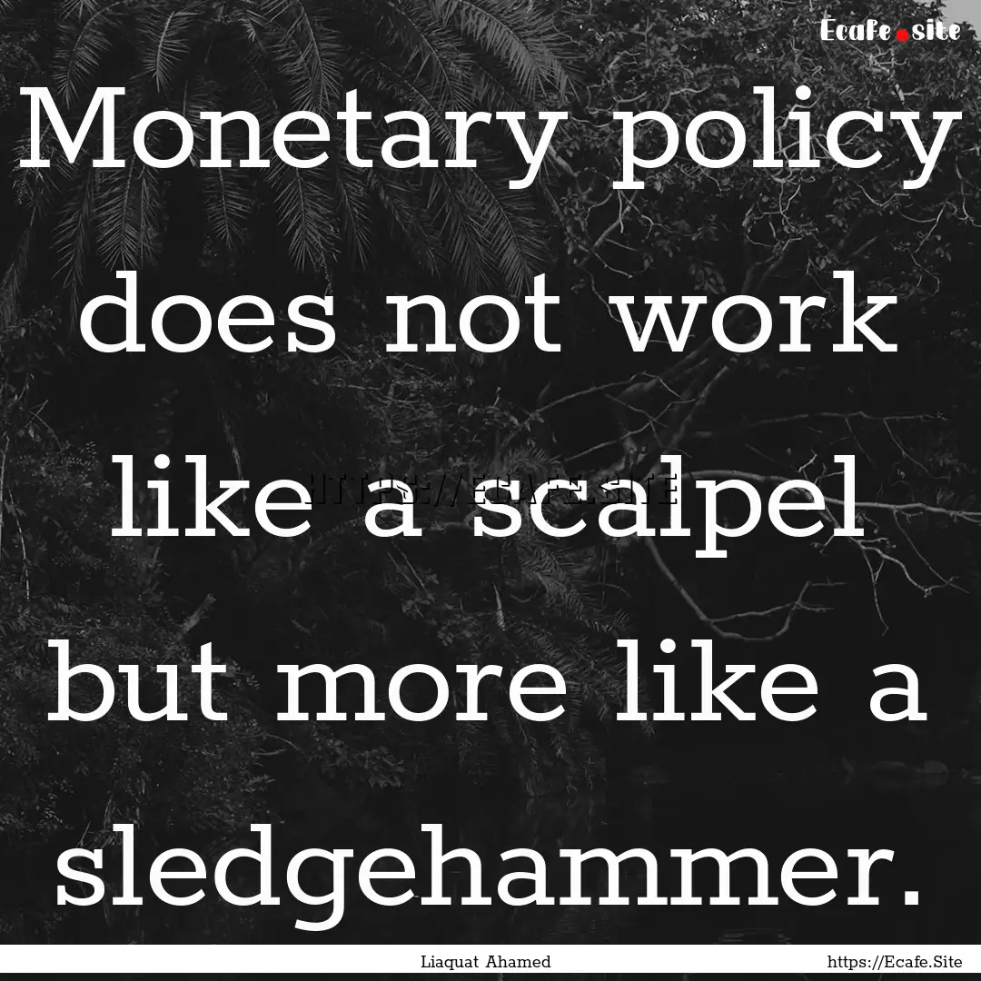 Monetary policy does not work like a scalpel.... : Quote by Liaquat Ahamed