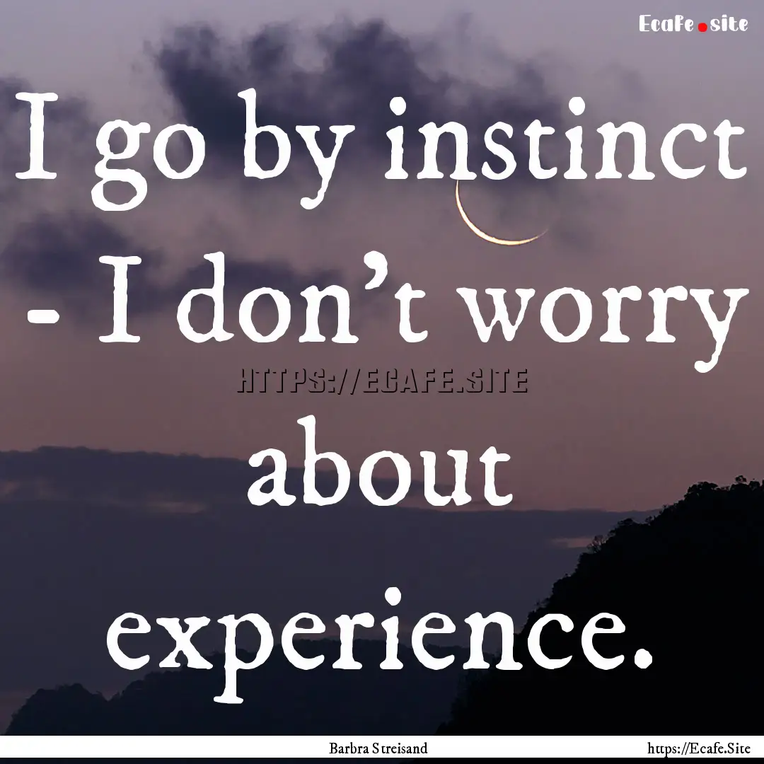 I go by instinct - I don't worry about experience..... : Quote by Barbra Streisand