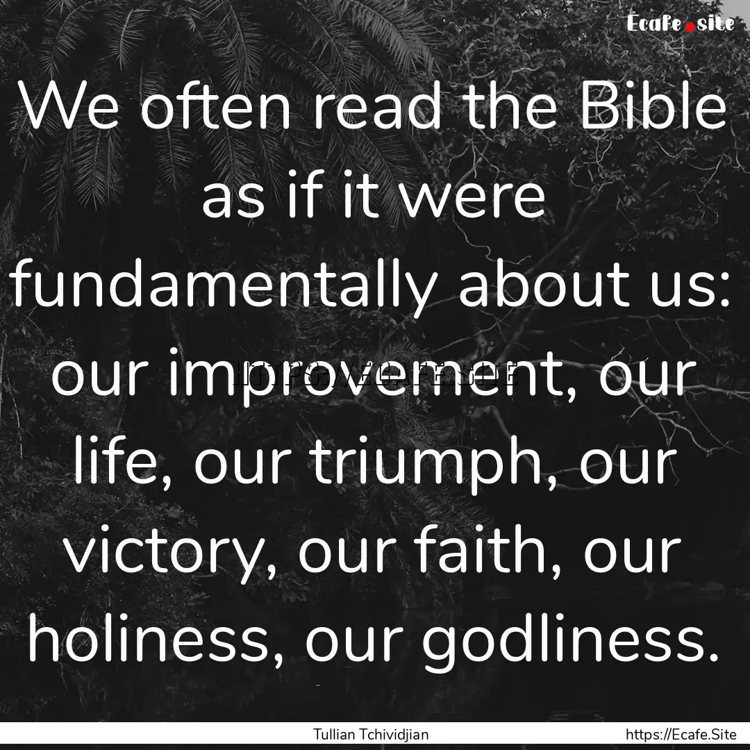 We often read the Bible as if it were fundamentally.... : Quote by Tullian Tchividjian