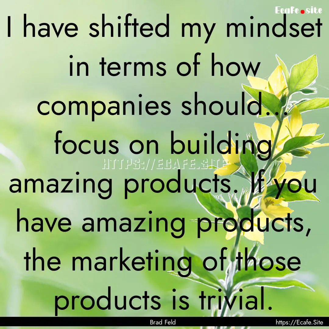 I have shifted my mindset in terms of how.... : Quote by Brad Feld