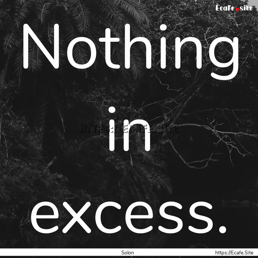 Nothing in excess. : Quote by Solon