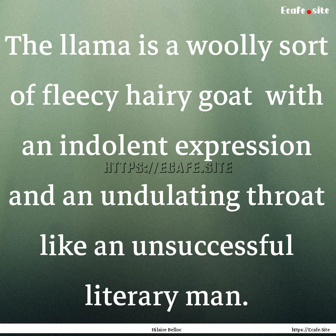 The llama is a woolly sort of fleecy hairy.... : Quote by Hilaire Belloc