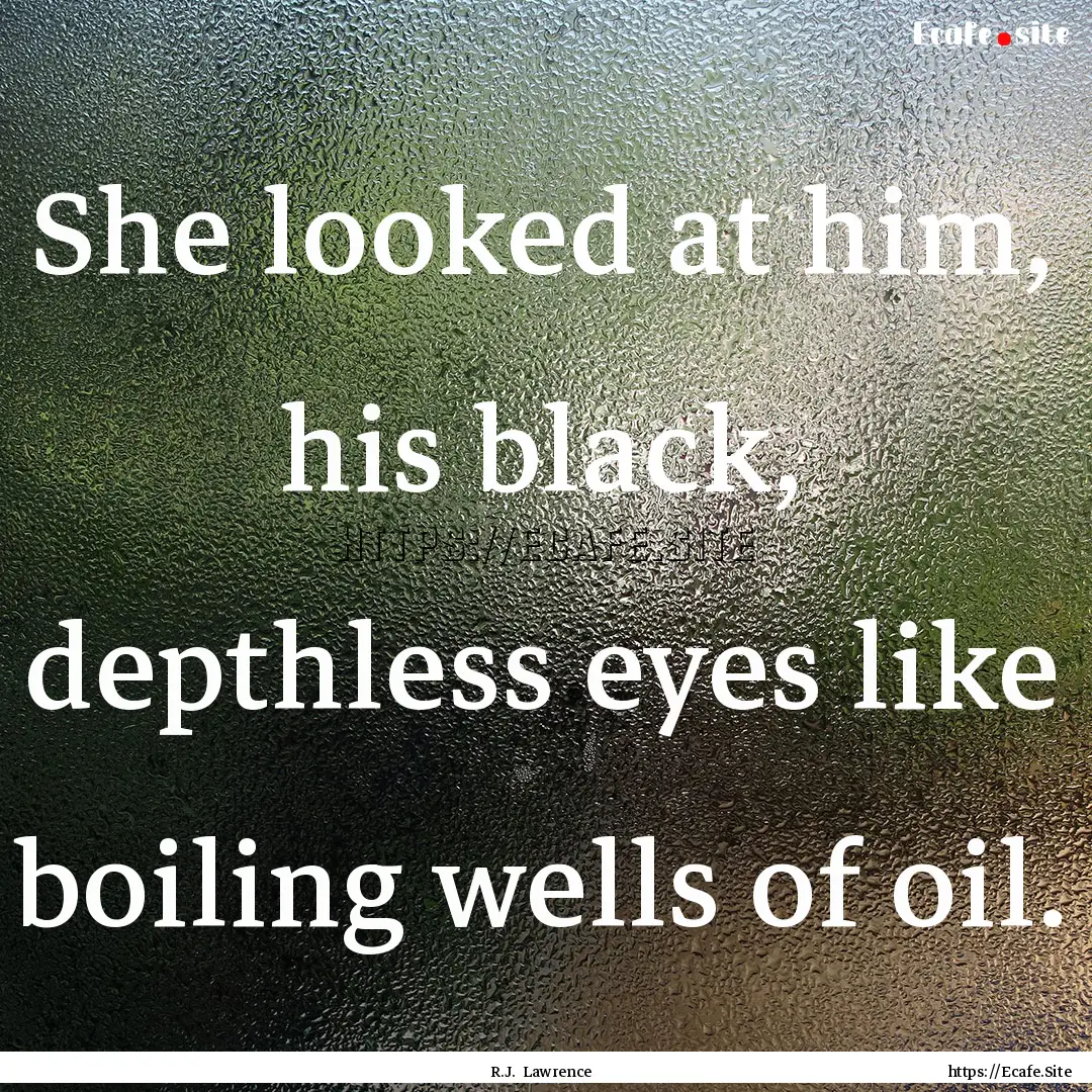 She looked at him, his black, depthless eyes.... : Quote by R.J. Lawrence