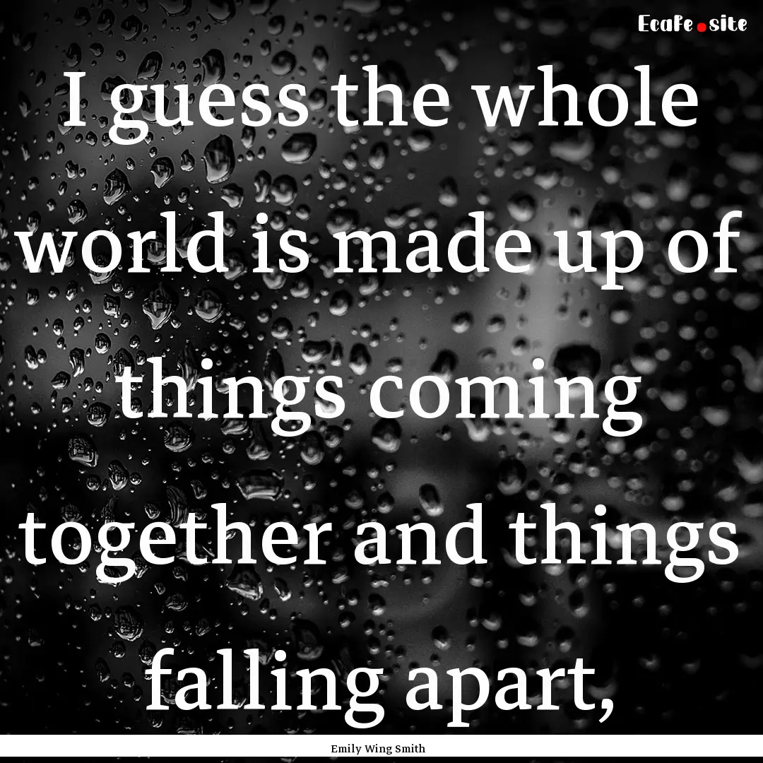 I guess the whole world is made up of things.... : Quote by Emily Wing Smith