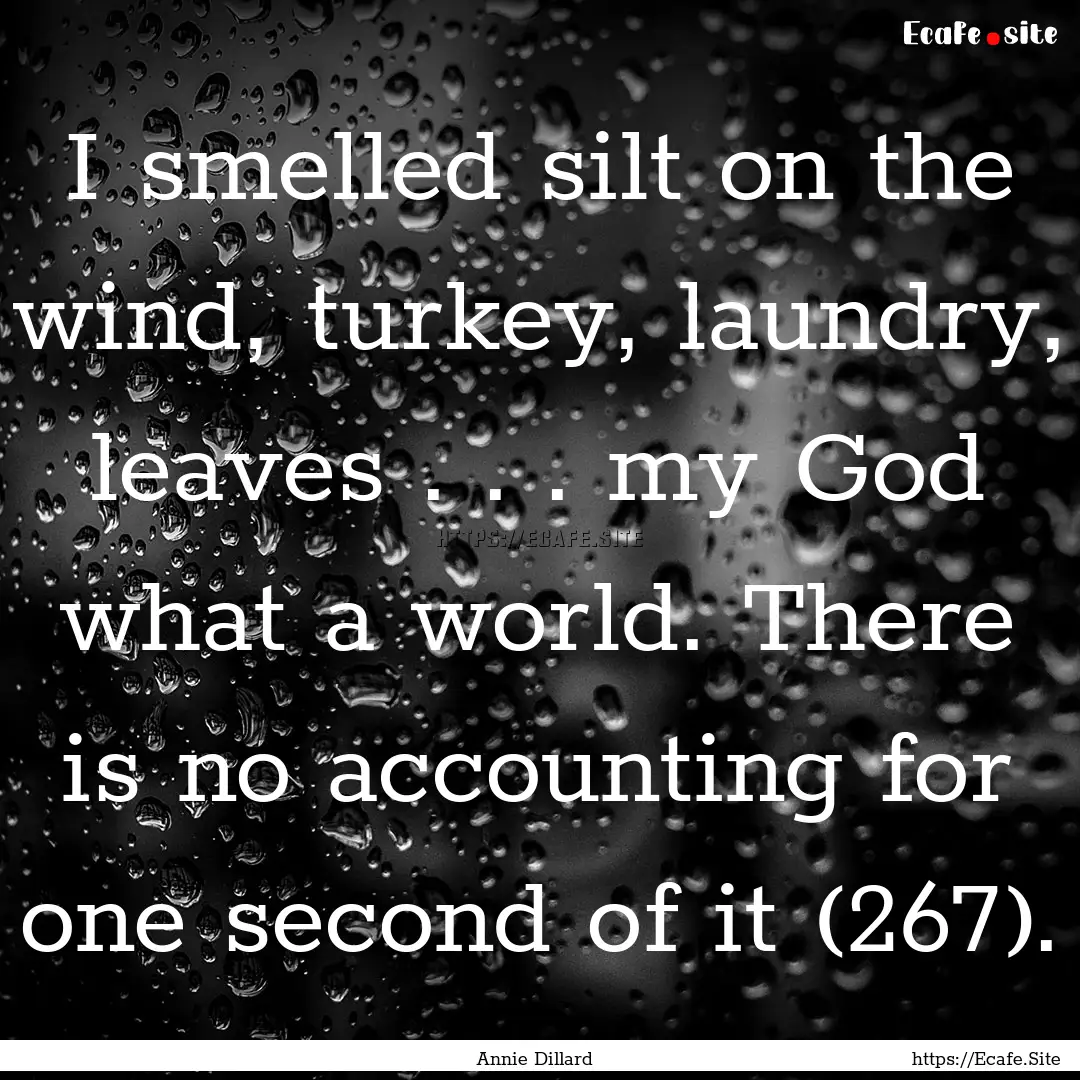 I smelled silt on the wind, turkey, laundry,.... : Quote by Annie Dillard