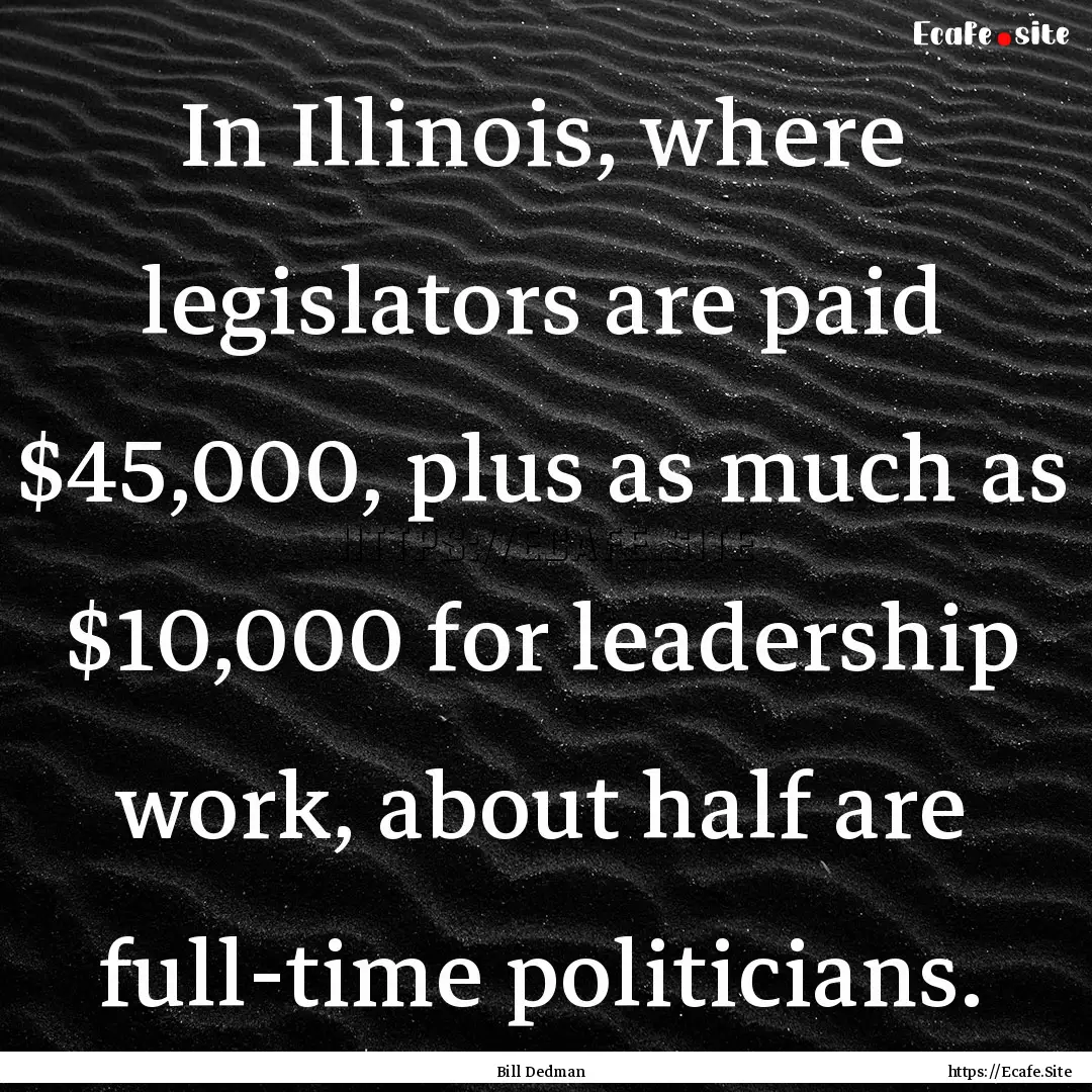 In Illinois, where legislators are paid $45,000,.... : Quote by Bill Dedman