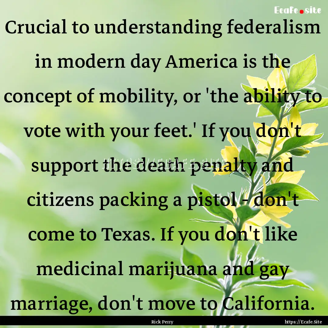 Crucial to understanding federalism in modern.... : Quote by Rick Perry