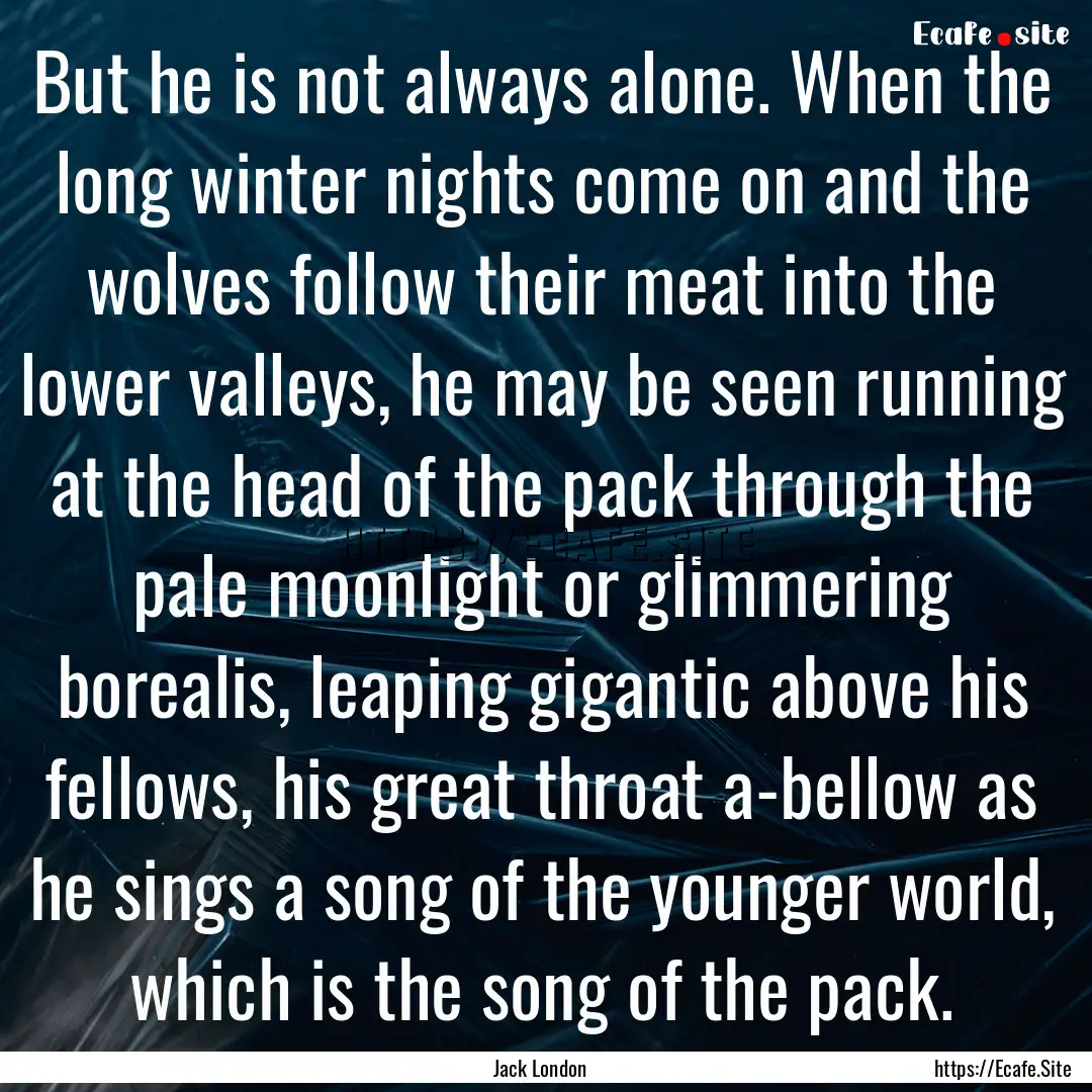 But he is not always alone. When the long.... : Quote by Jack London