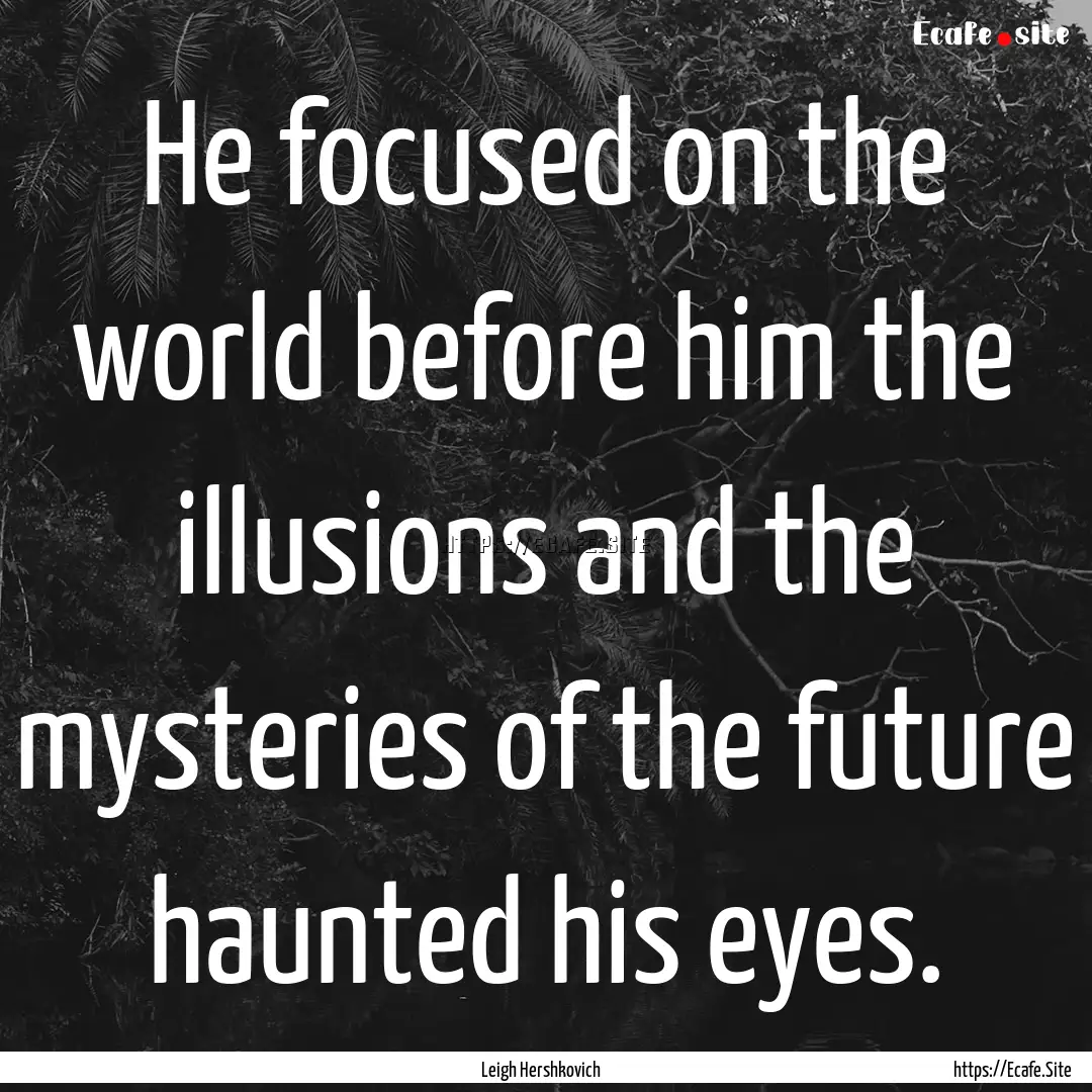 He focused on the world before him the illusions.... : Quote by Leigh Hershkovich