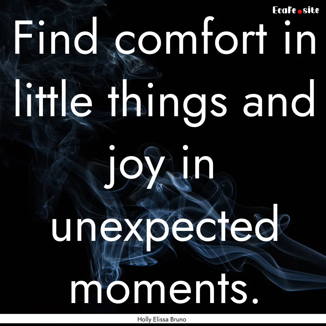 Find comfort in little things and joy in.... : Quote by Holly Elissa Bruno