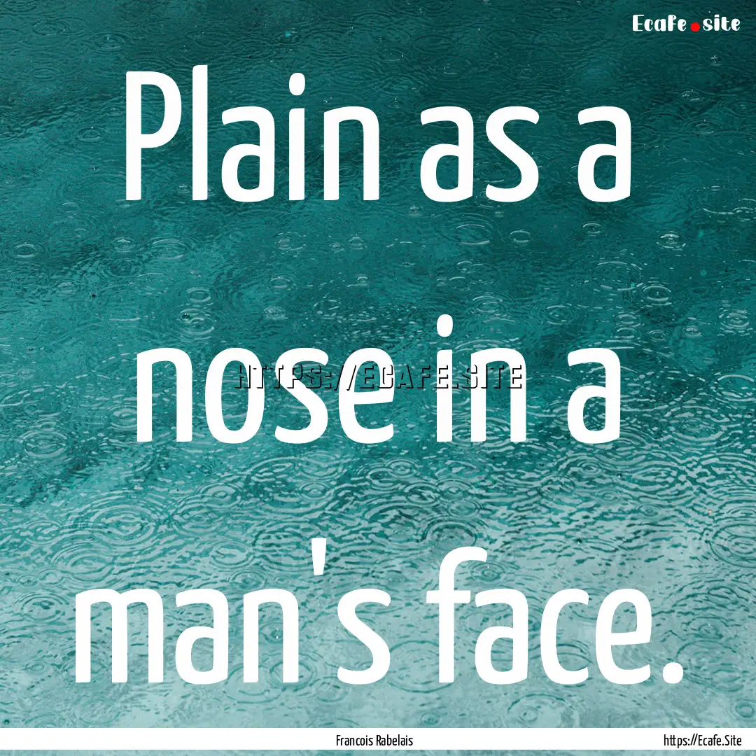 Plain as a nose in a man's face. : Quote by Francois Rabelais