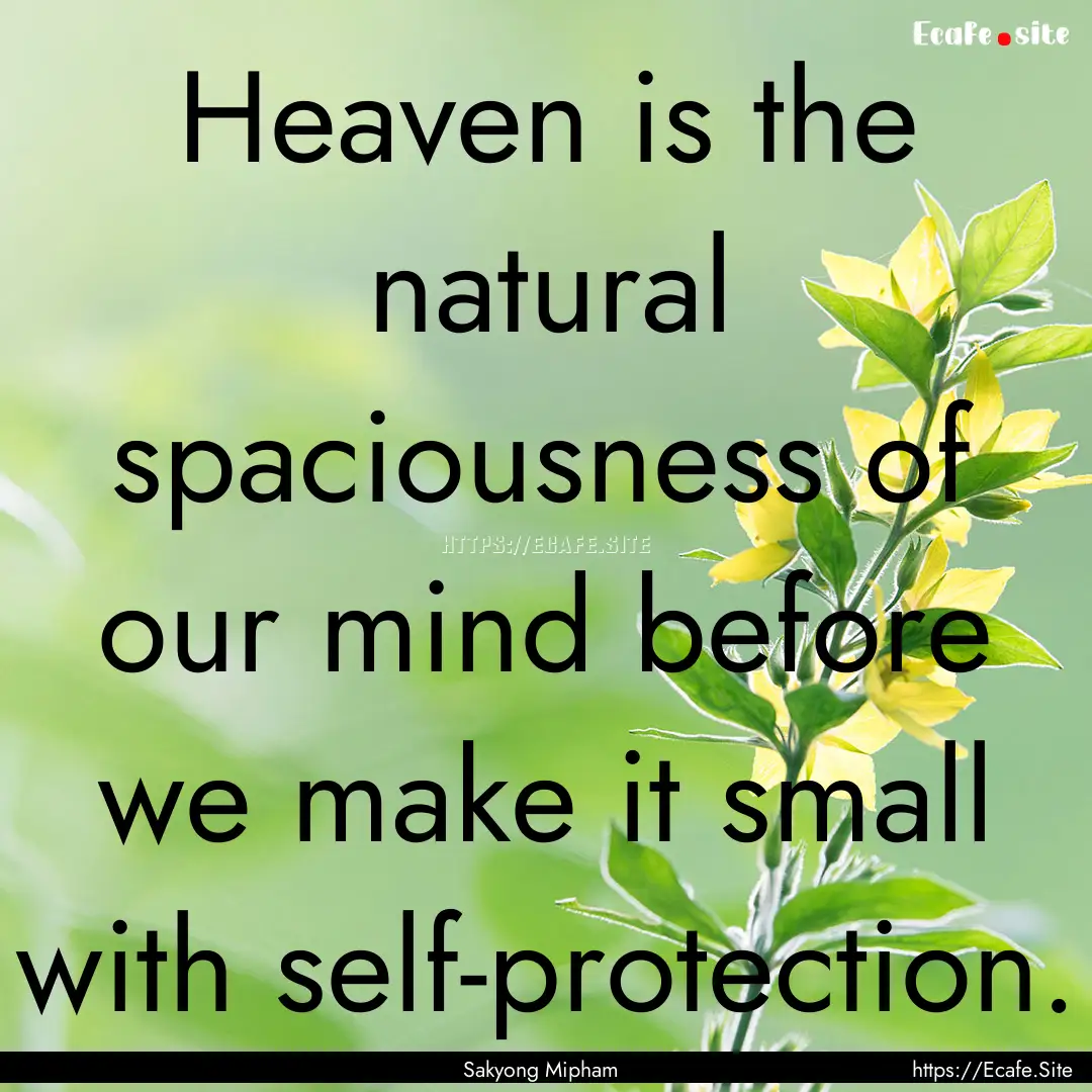 Heaven is the natural spaciousness of our.... : Quote by Sakyong Mipham