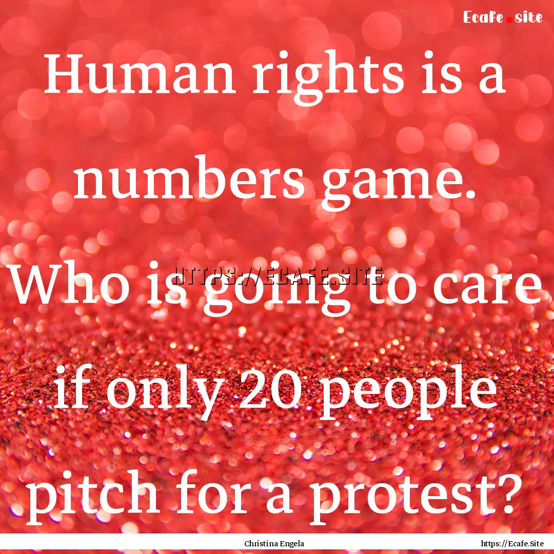 Human rights is a numbers game. Who is going.... : Quote by Christina Engela