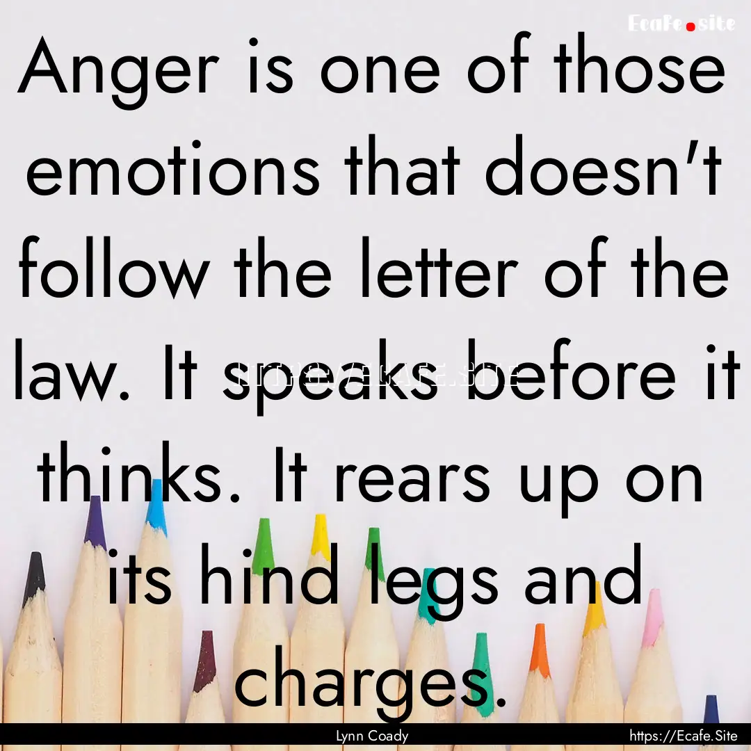 Anger is one of those emotions that doesn't.... : Quote by Lynn Coady