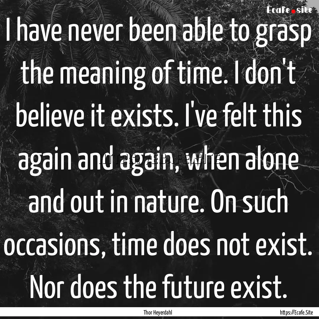 I have never been able to grasp the meaning.... : Quote by Thor Heyerdahl