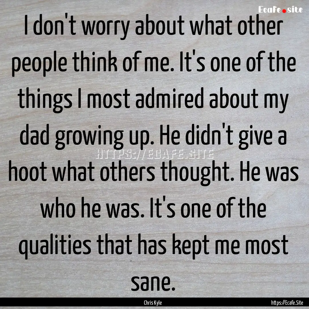 I don't worry about what other people think.... : Quote by Chris Kyle