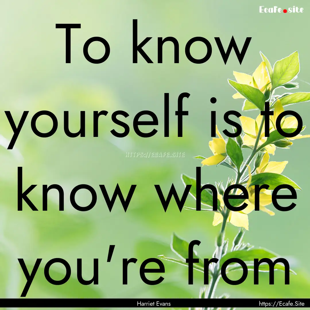 To know yourself is to know where you're.... : Quote by Harriet Evans