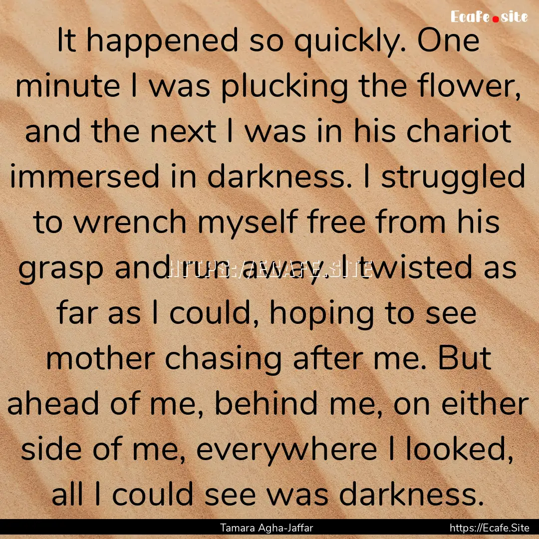 It happened so quickly. One minute I was.... : Quote by Tamara Agha-Jaffar