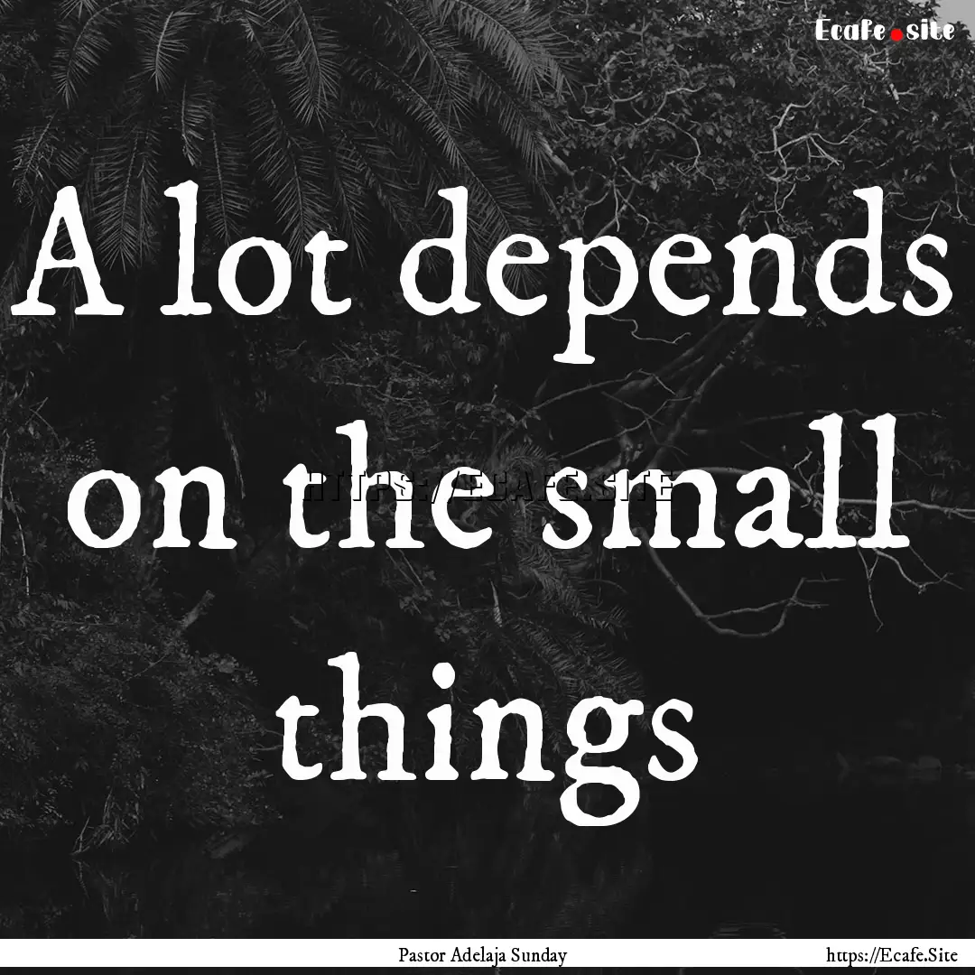 A lot depends on the small things : Quote by Pastor Adelaja Sunday