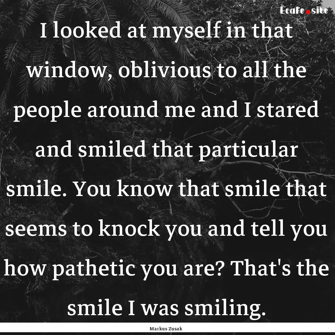 I looked at myself in that window, oblivious.... : Quote by Markus Zusak