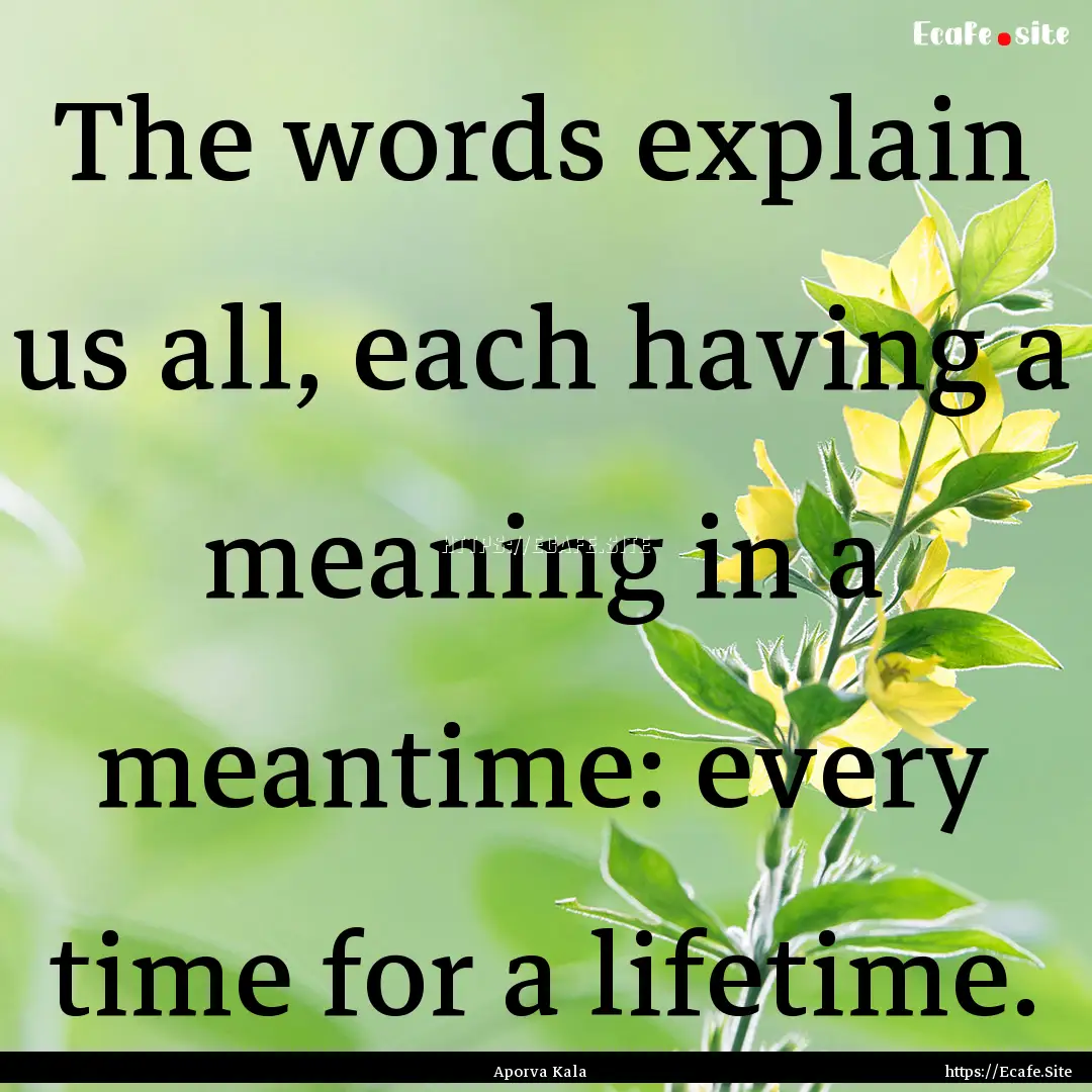 The words explain us all, each having a meaning.... : Quote by Aporva Kala