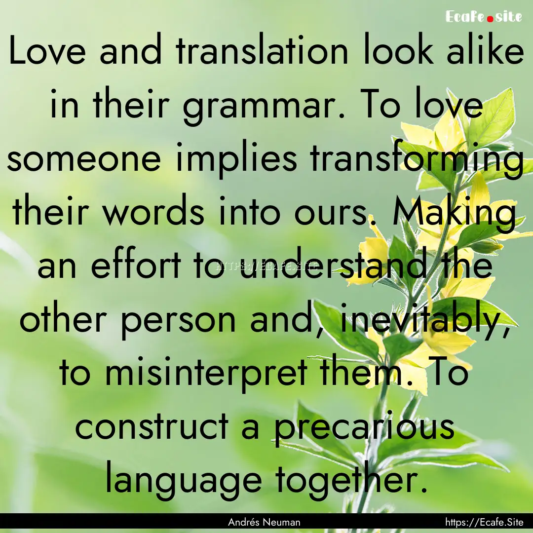 Love and translation look alike in their.... : Quote by Andrés Neuman