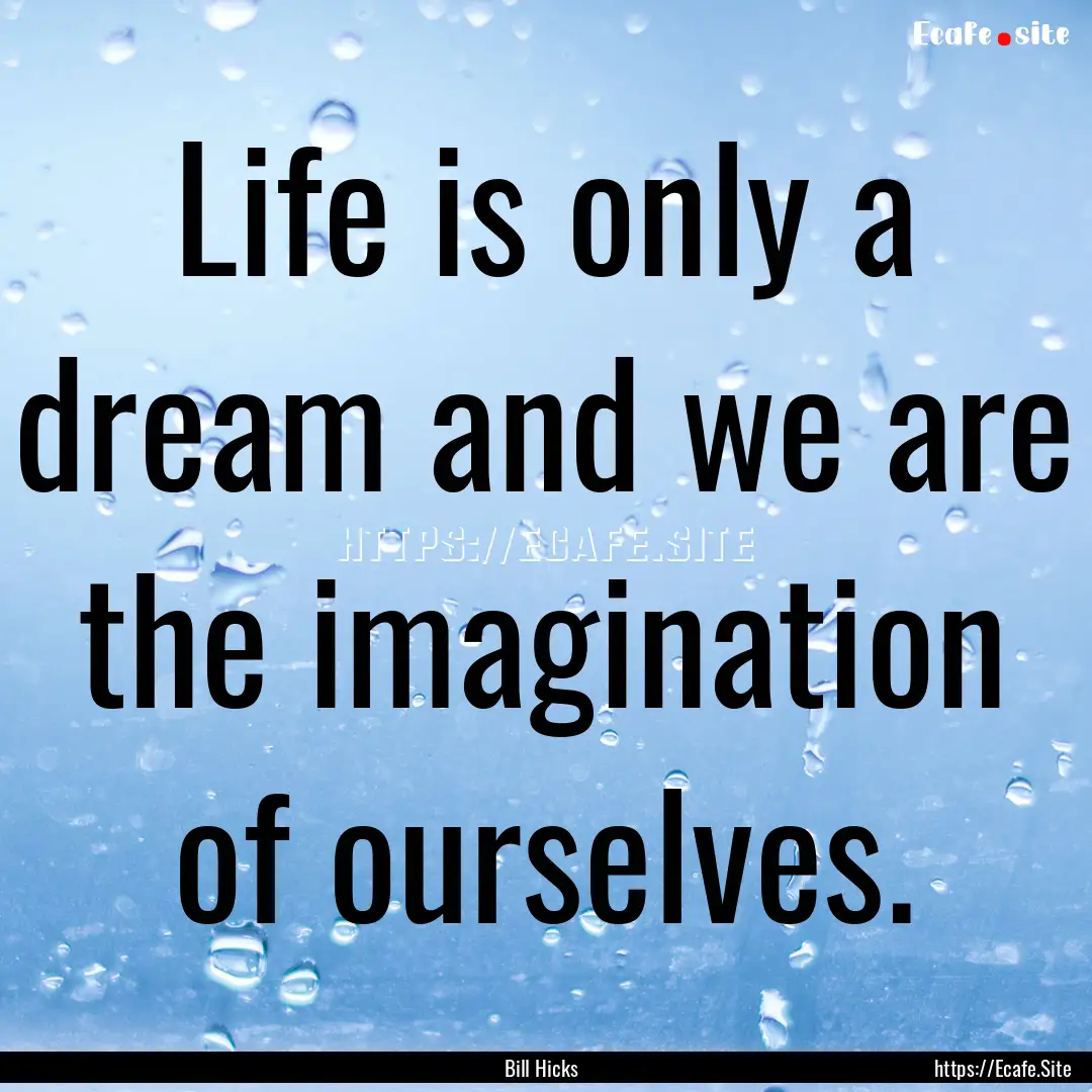 Life is only a dream and we are the imagination.... : Quote by Bill Hicks