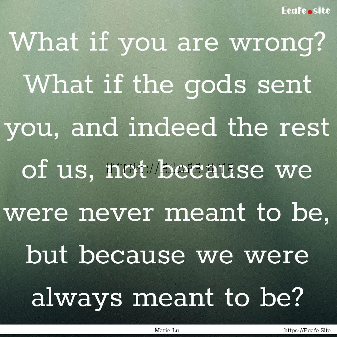 What if you are wrong? What if the gods sent.... : Quote by Marie Lu