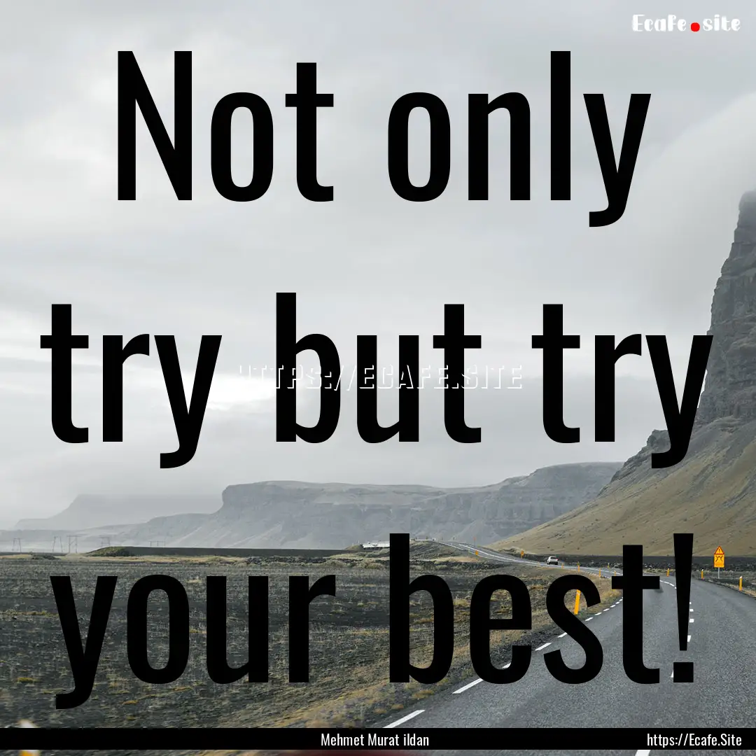 Not only try but try your best! : Quote by Mehmet Murat ildan