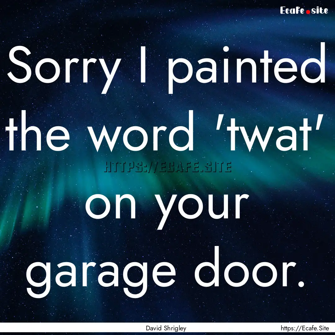 Sorry I painted the word 'twat' on your garage.... : Quote by David Shrigley