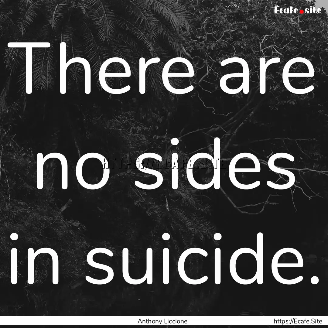 There are no sides in suicide. : Quote by Anthony Liccione