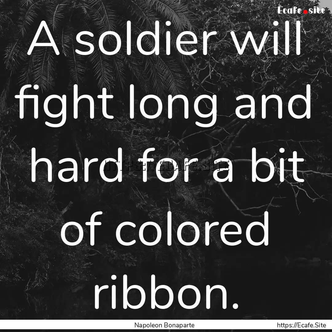 A soldier will fight long and hard for a.... : Quote by Napoleon Bonaparte