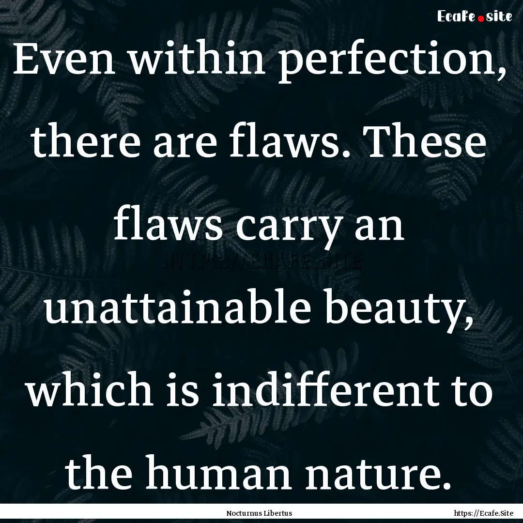 Even within perfection, there are flaws..... : Quote by Nocturnus Libertus