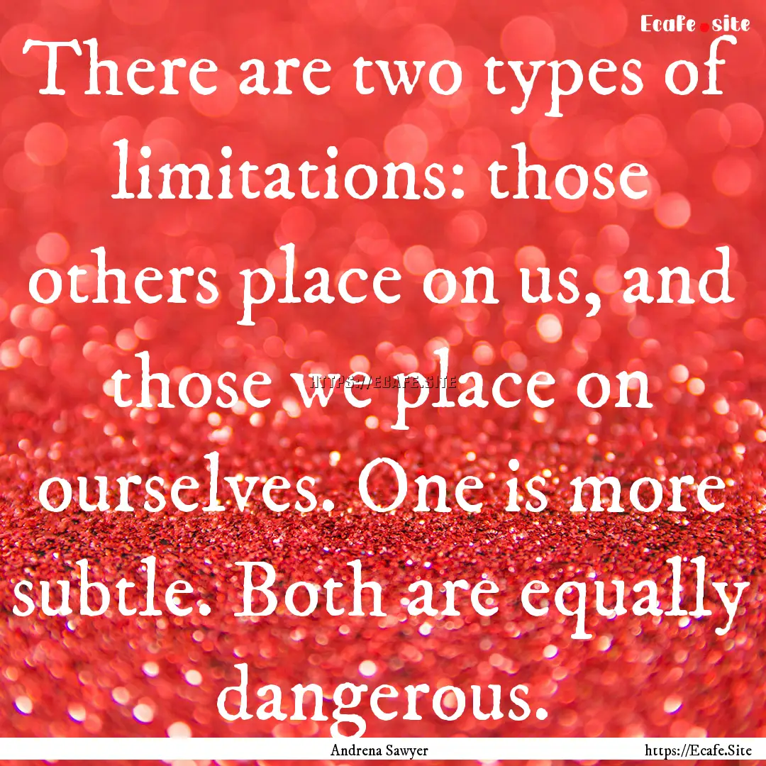 There are two types of limitations: those.... : Quote by Andrena Sawyer