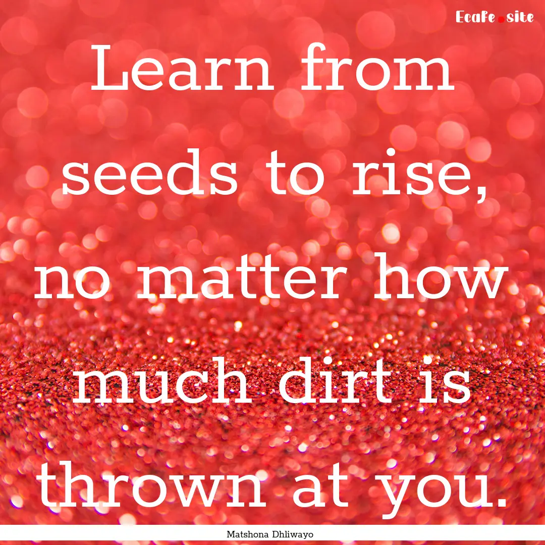 Learn from seeds to rise, no matter how much.... : Quote by Matshona Dhliwayo