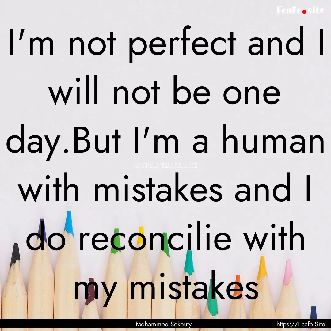 I'm not perfect and I will not be one day.But.... : Quote by Mohammed Sekouty