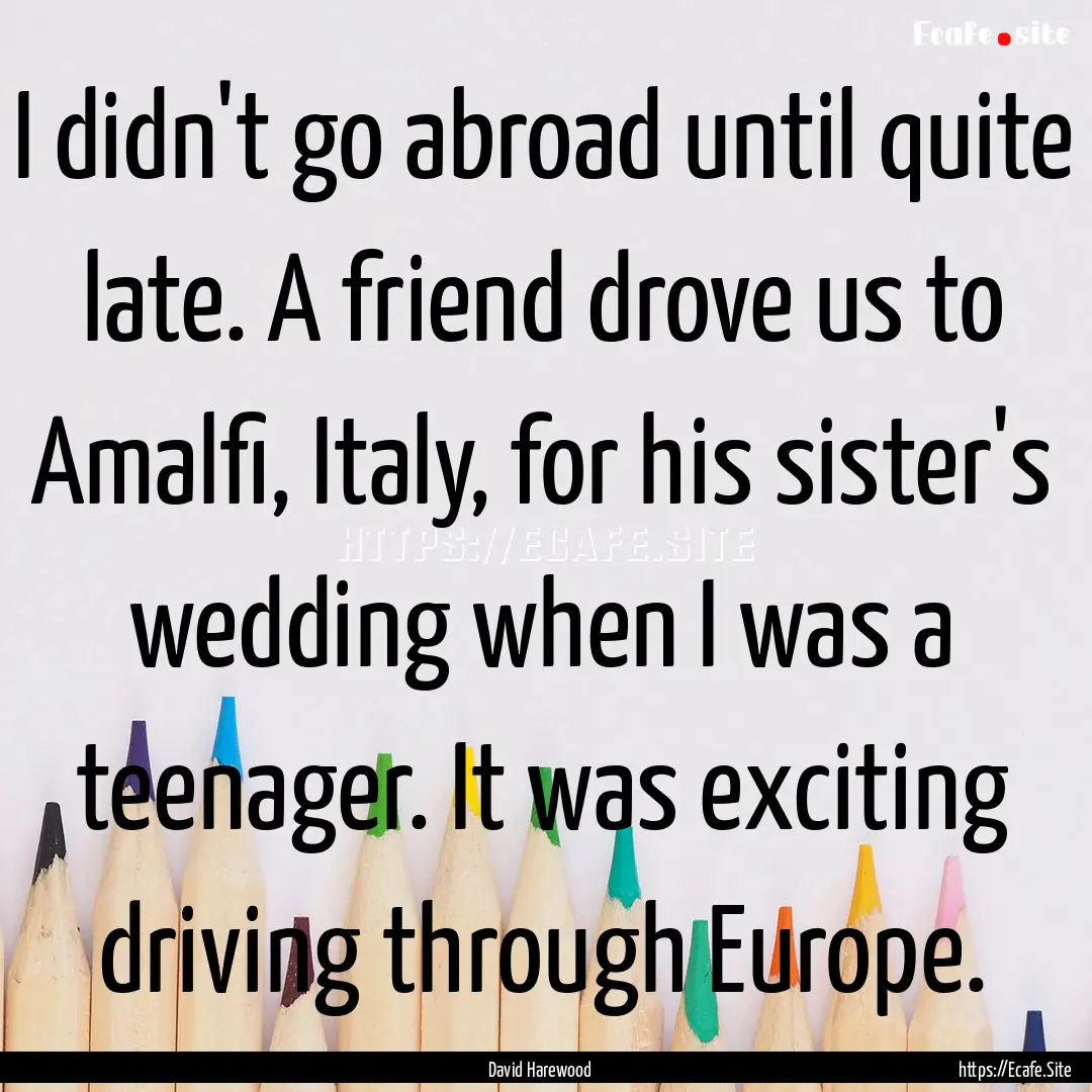 I didn't go abroad until quite late. A friend.... : Quote by David Harewood