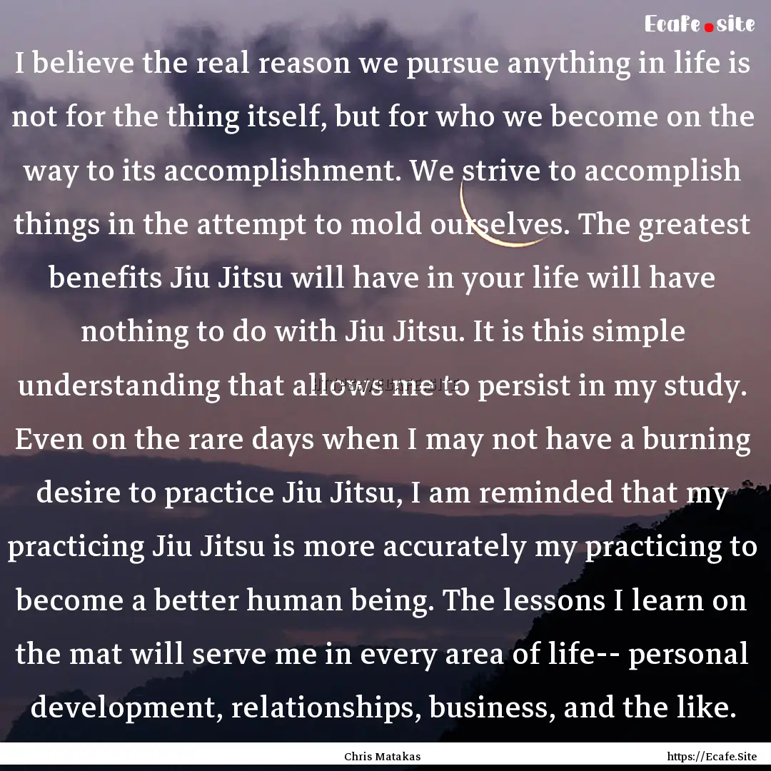 I believe the real reason we pursue anything.... : Quote by Chris Matakas