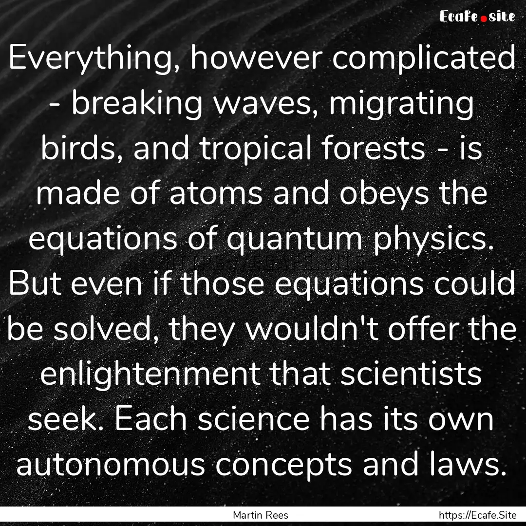 Everything, however complicated - breaking.... : Quote by Martin Rees