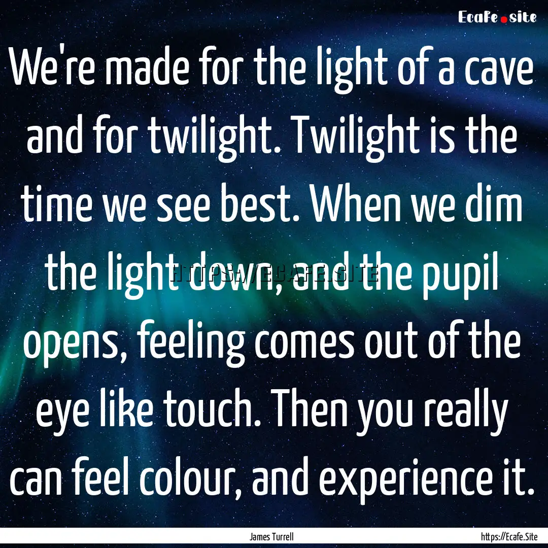 We're made for the light of a cave and for.... : Quote by James Turrell