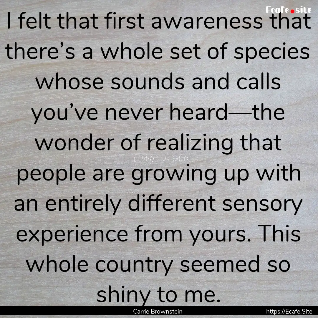 I felt that first awareness that there’s.... : Quote by Carrie Brownstein