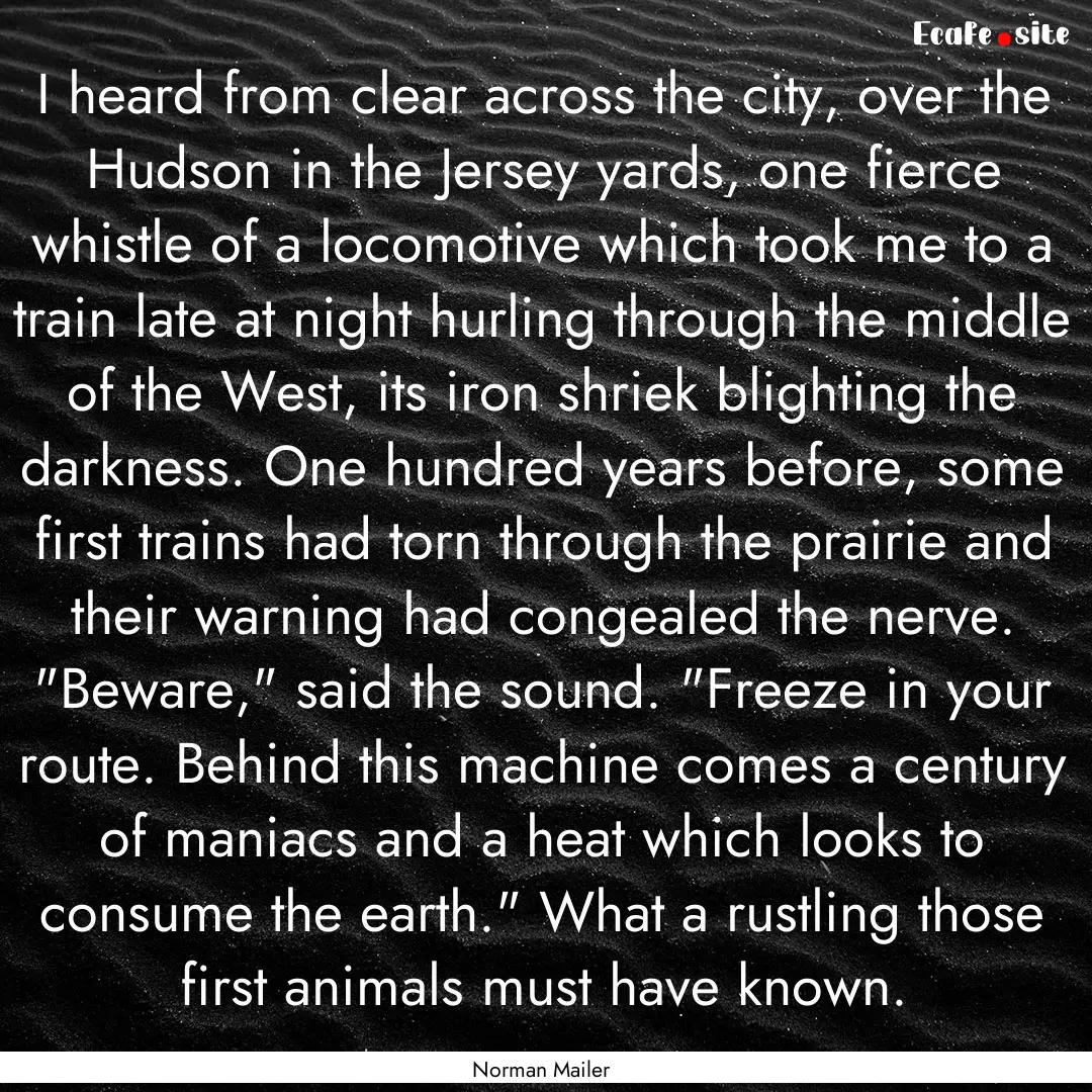 I heard from clear across the city, over.... : Quote by Norman Mailer