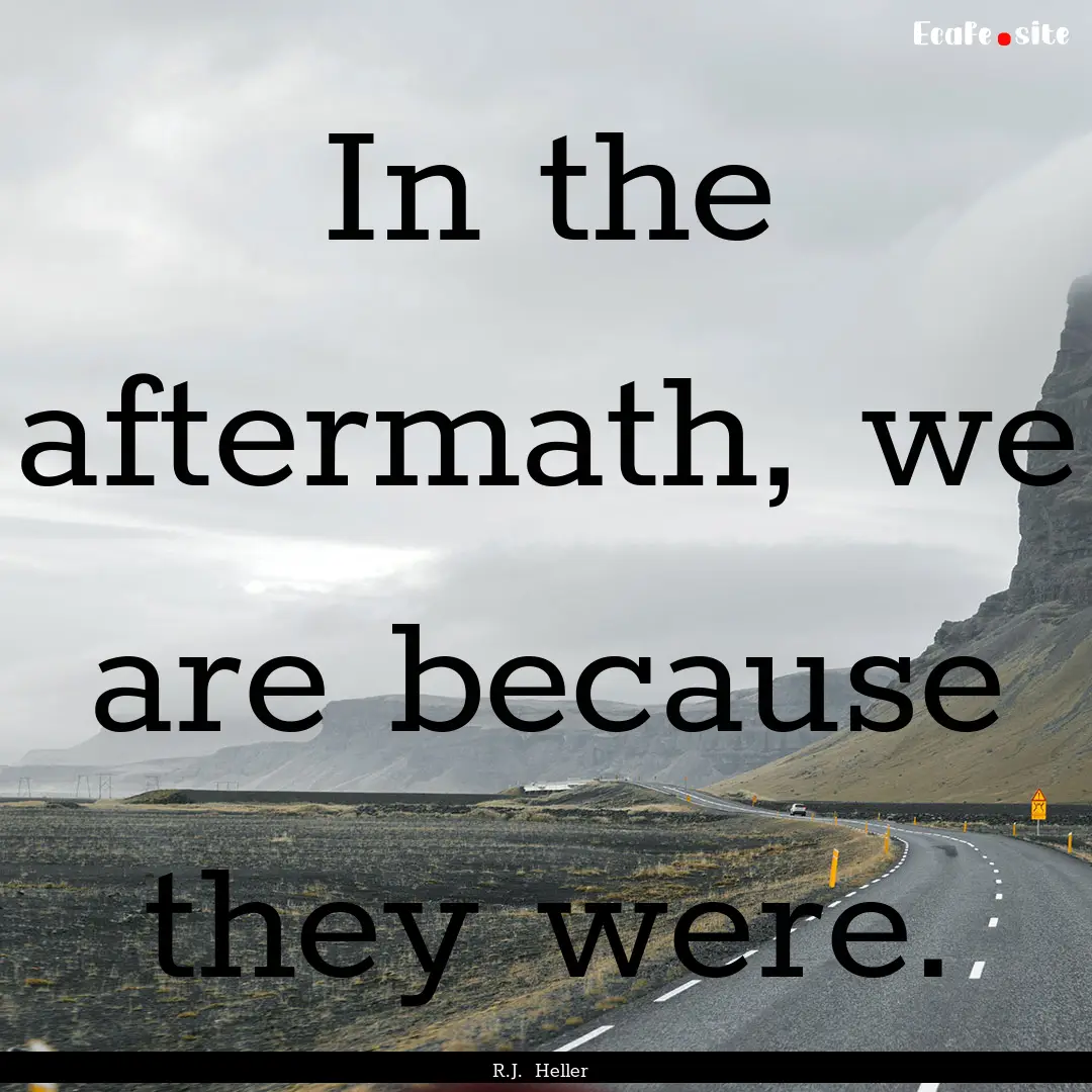 In the aftermath, we are because they were..... : Quote by R.J. Heller