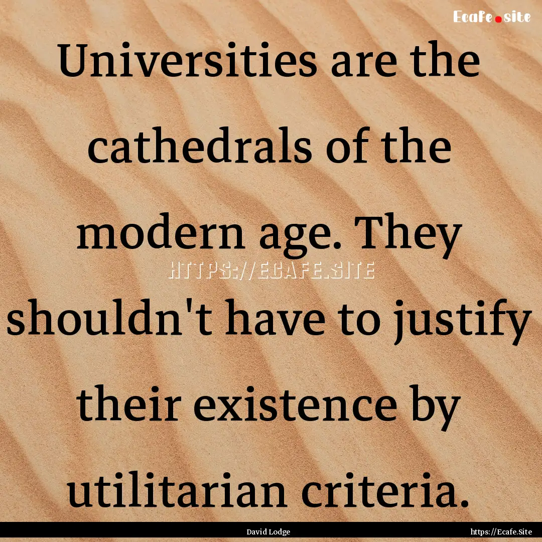 Universities are the cathedrals of the modern.... : Quote by David Lodge