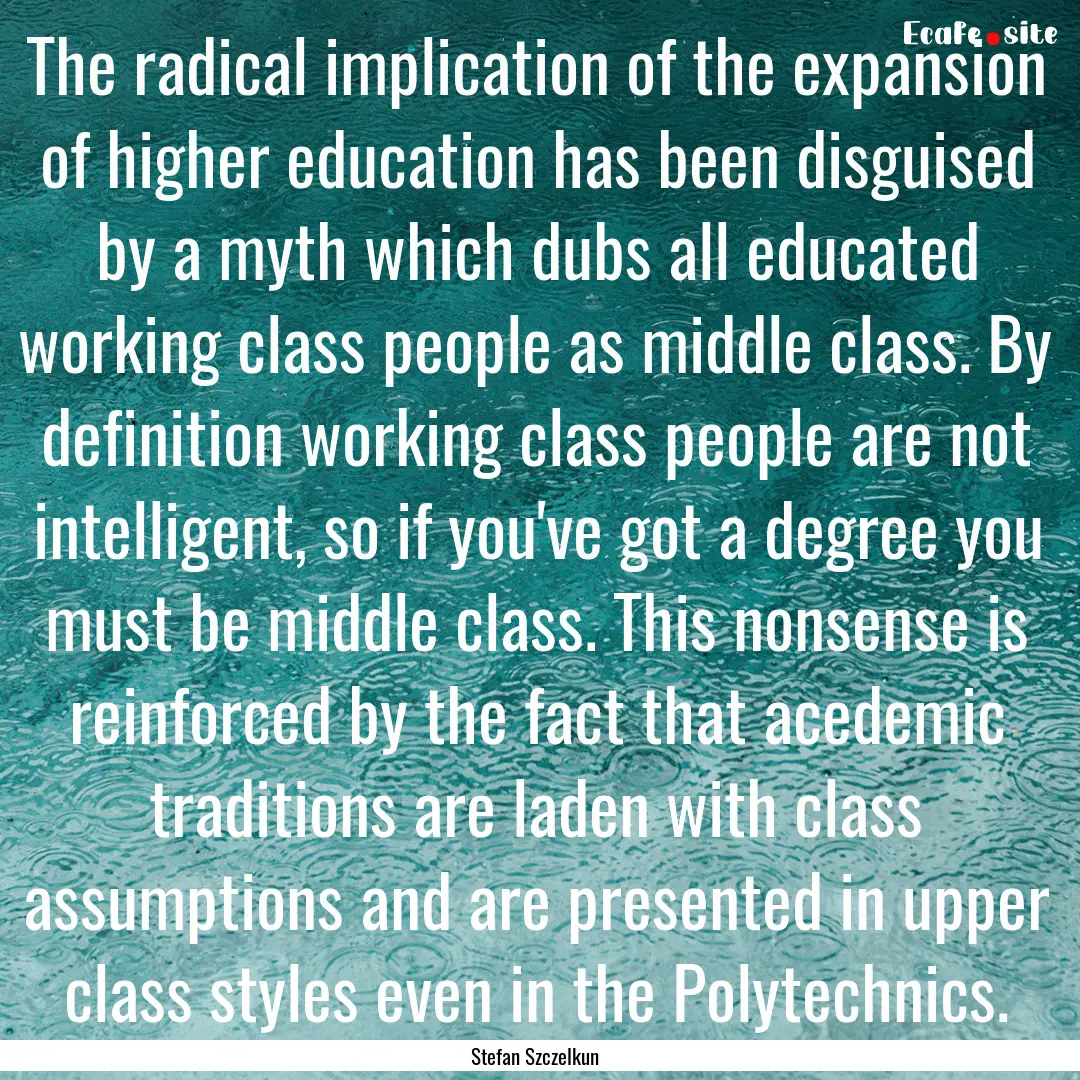 The radical implication of the expansion.... : Quote by Stefan Szczelkun