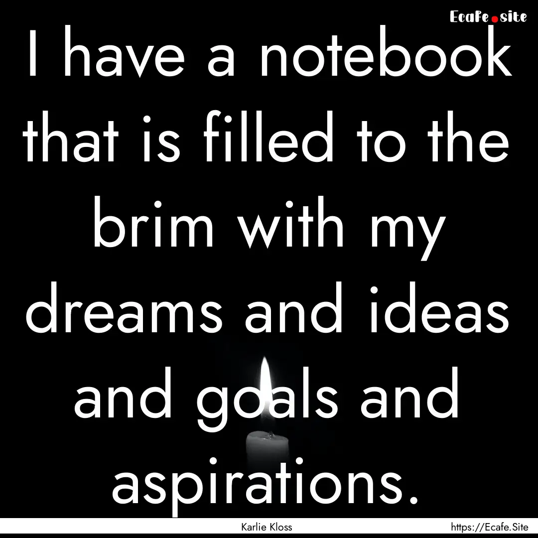 I have a notebook that is filled to the brim.... : Quote by Karlie Kloss