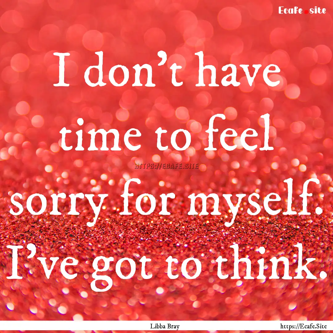 I don't have time to feel sorry for myself..... : Quote by Libba Bray