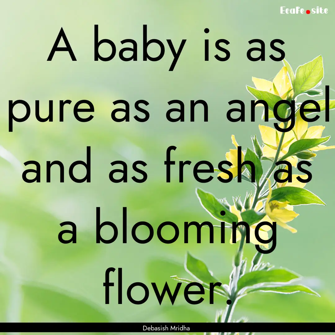 A baby is as pure as an angel and as fresh.... : Quote by Debasish Mridha