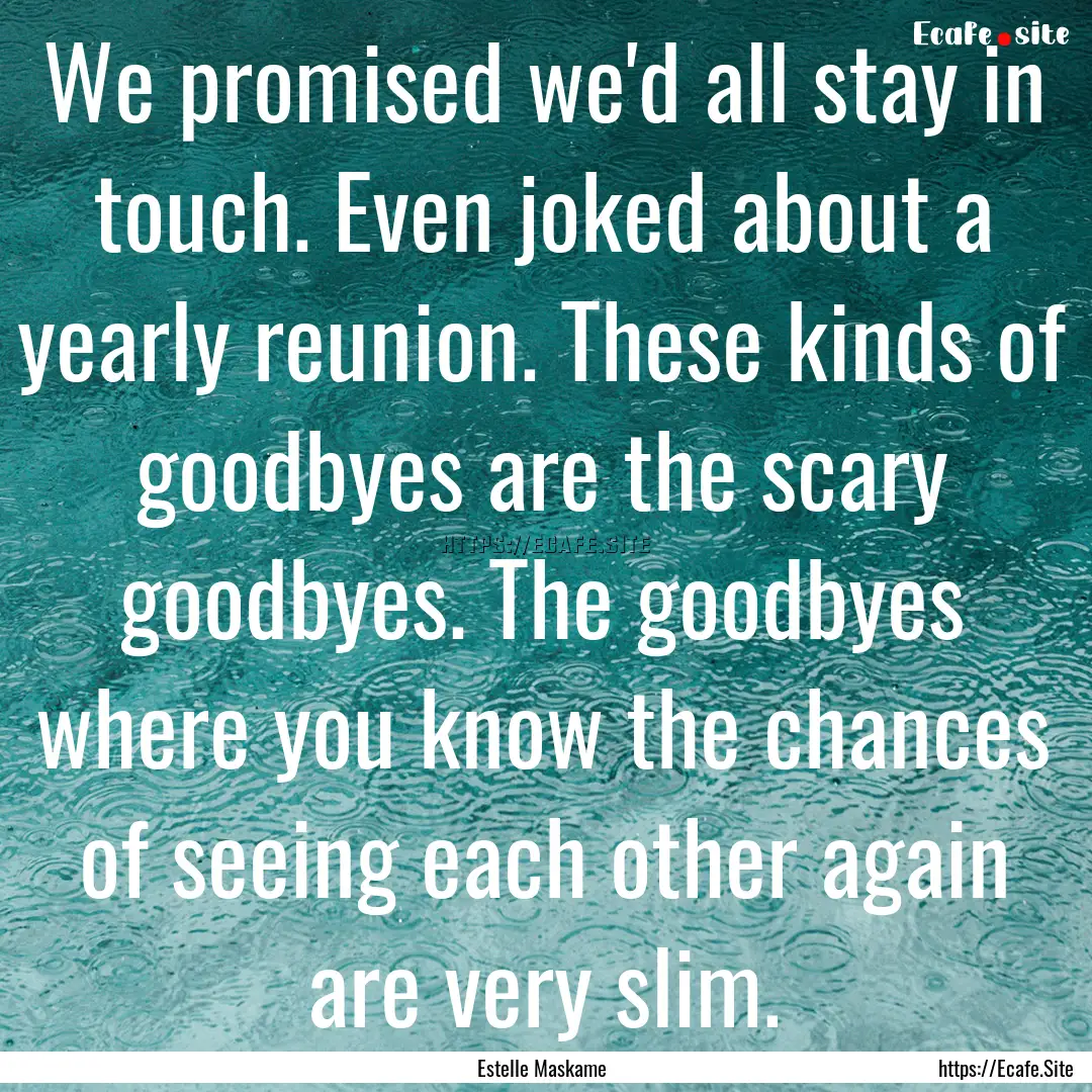 We promised we'd all stay in touch. Even.... : Quote by Estelle Maskame